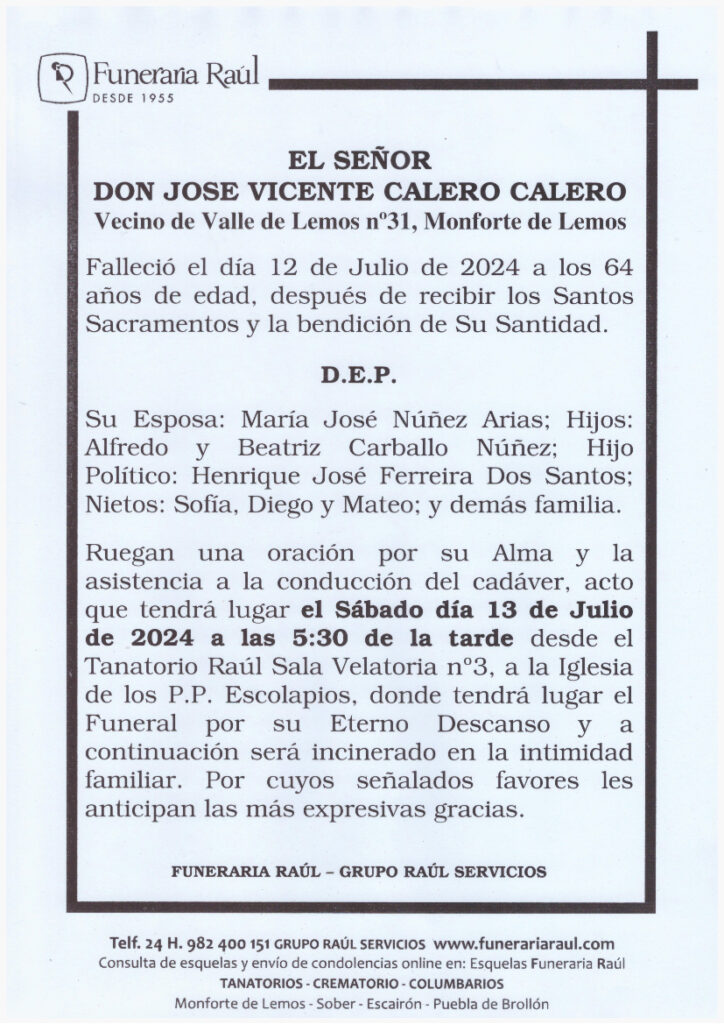 EL SEÑOR DON JOSE VICENTE CALERO CALERO