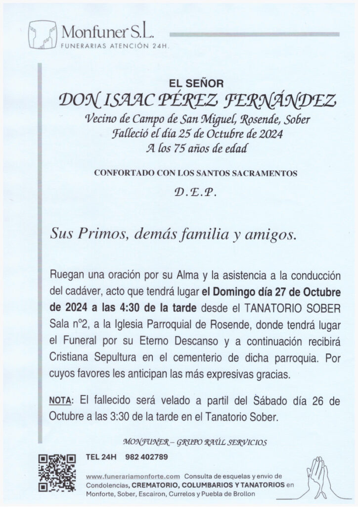 EL SEÑOR DON ISAAC PEREZ FERNANDEZ