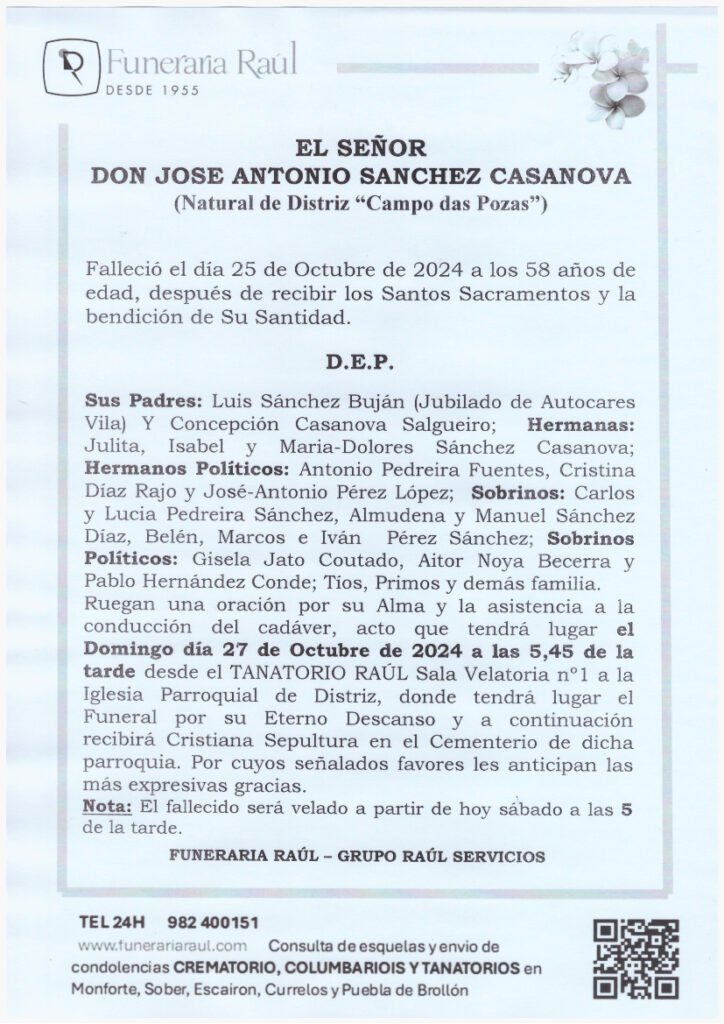 EL SEÑOR DON JOSE ANTONIO SANCHEZ CASANOVA