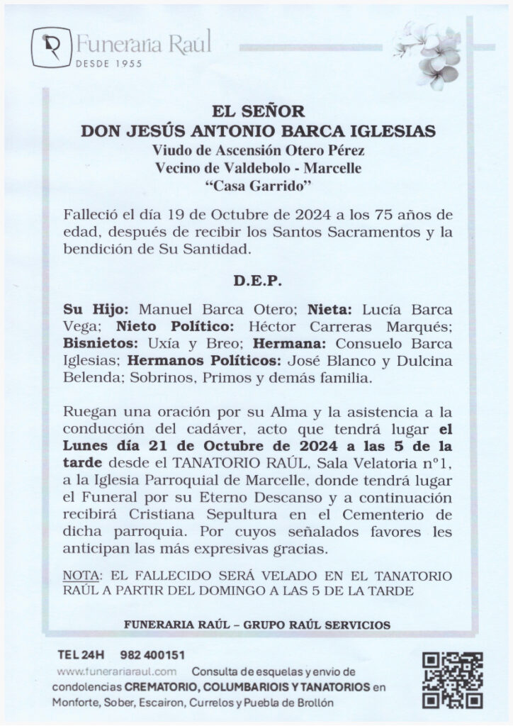 EL SEÑOR DON JESÚS ANTONIO BARCA IGLESIAS