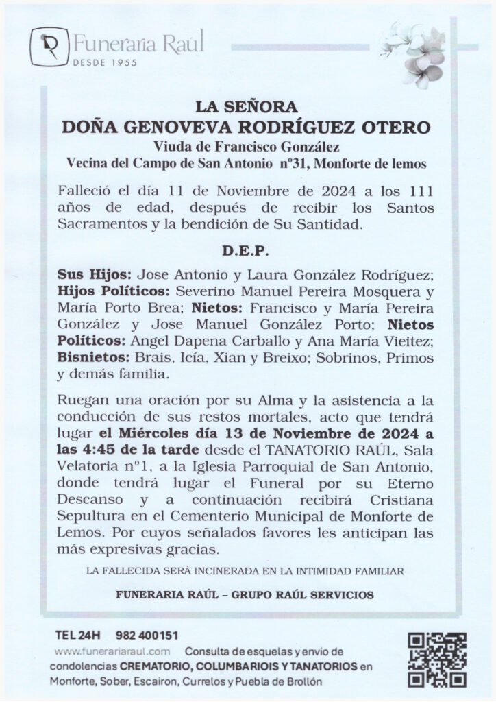 LA SEÑORA DOÑA GENOVEVA RODRIGUEZ OTERO